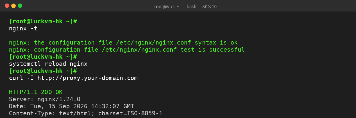 nginx -t测试通过