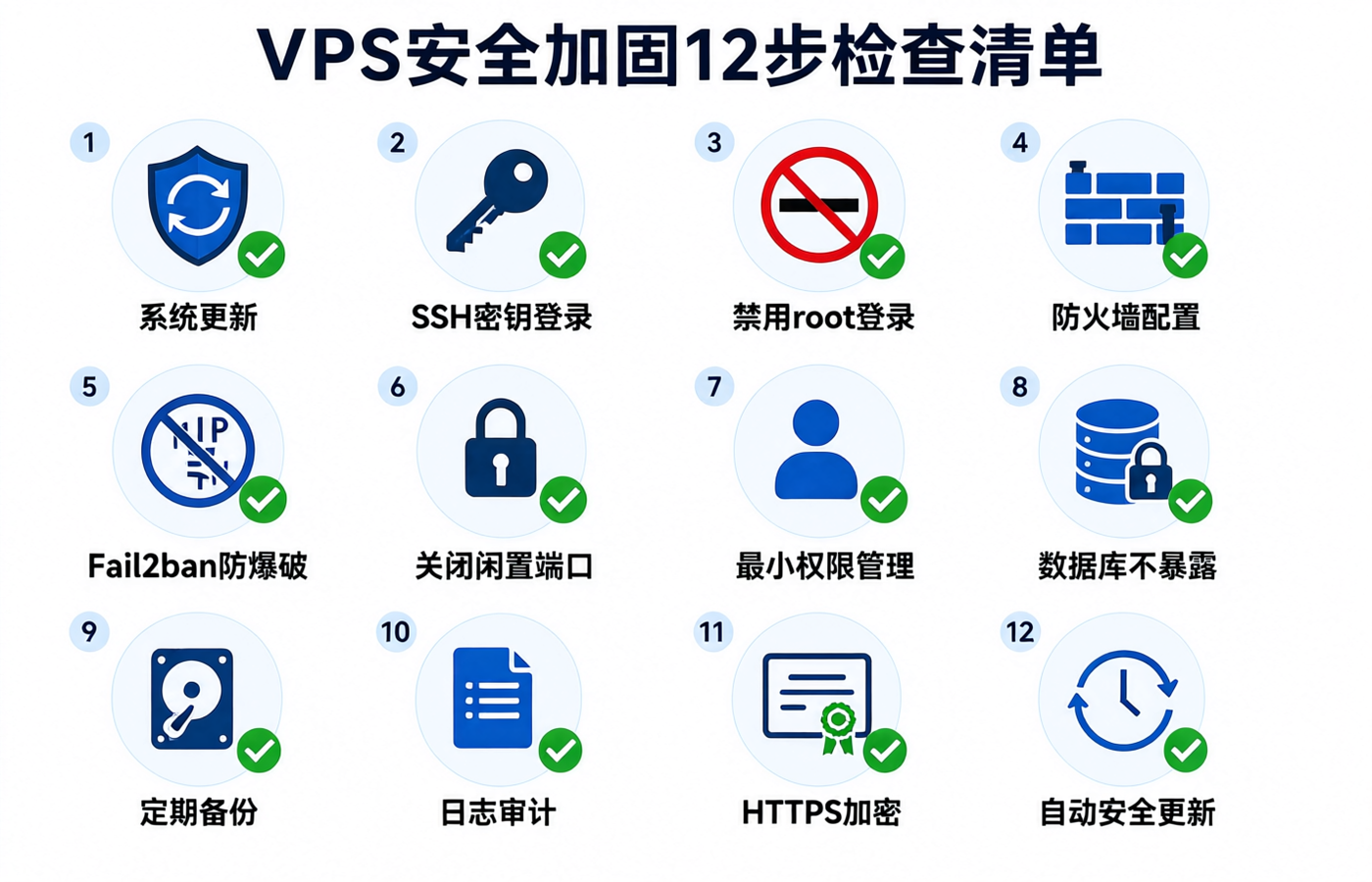 VPS安全加固12步检查清单图示