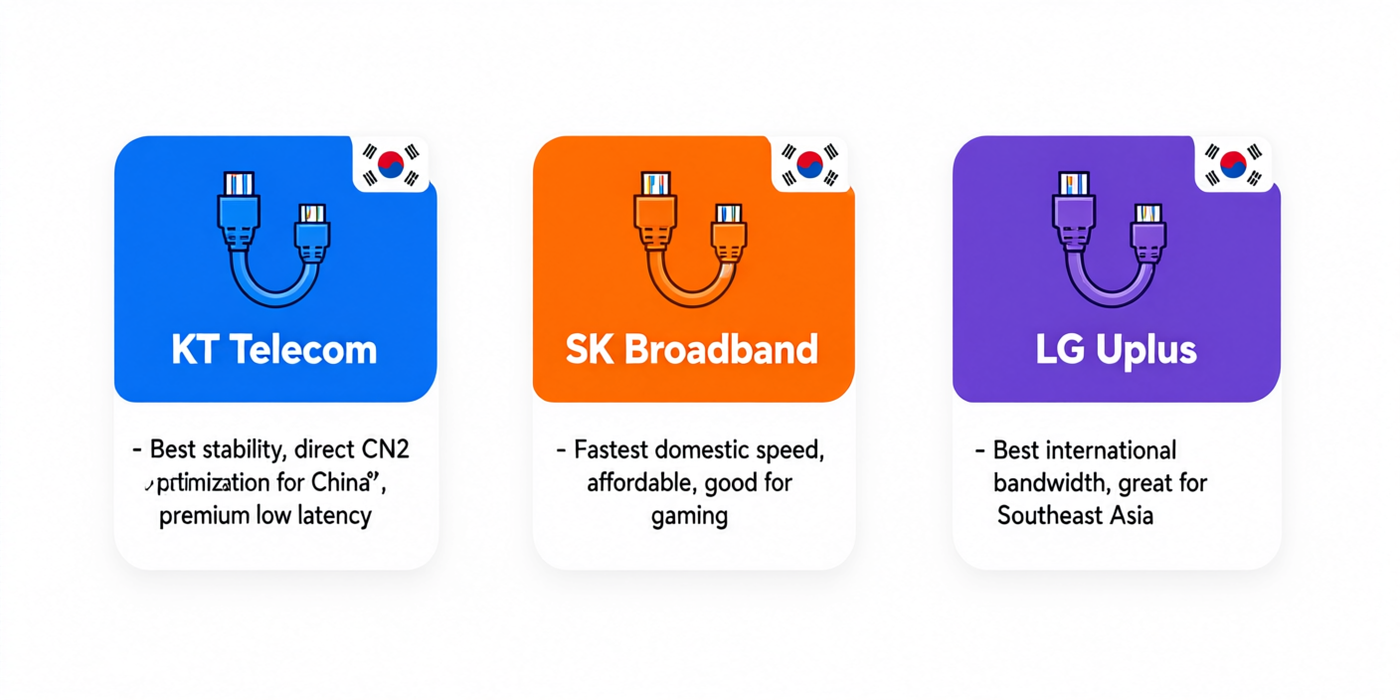 KT vs SK Broadband vs LG U+ Korean network carriers comparison