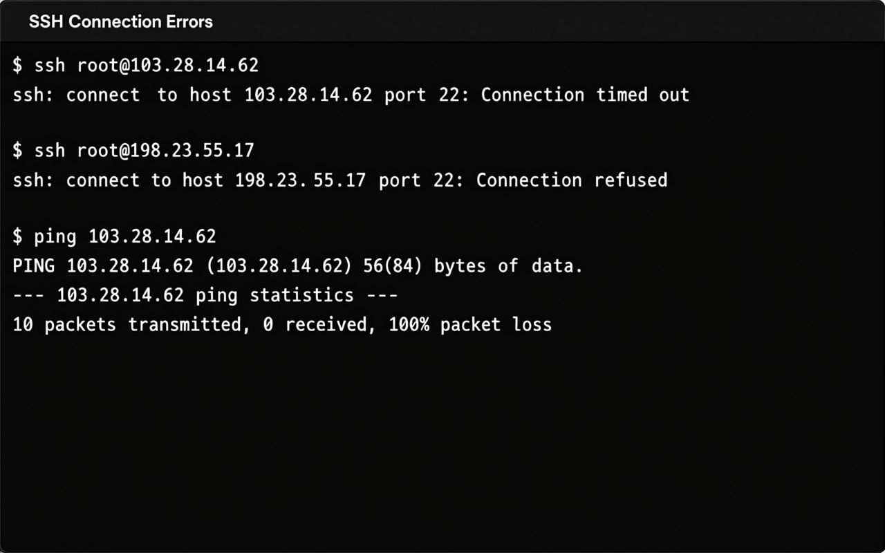 SSH连接常见报错 Connection timed out 和 Connection refused