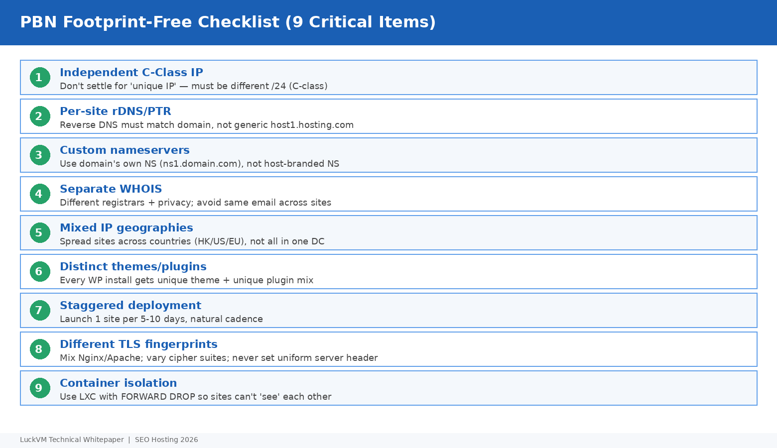 9-item PBN footprint-free checklist for 2026